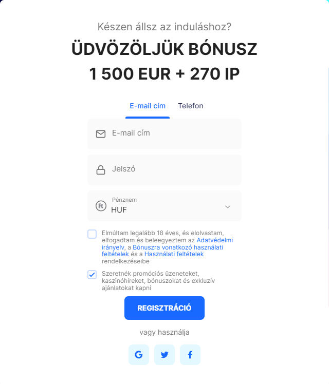 Regisztrálj az ICE Casinon